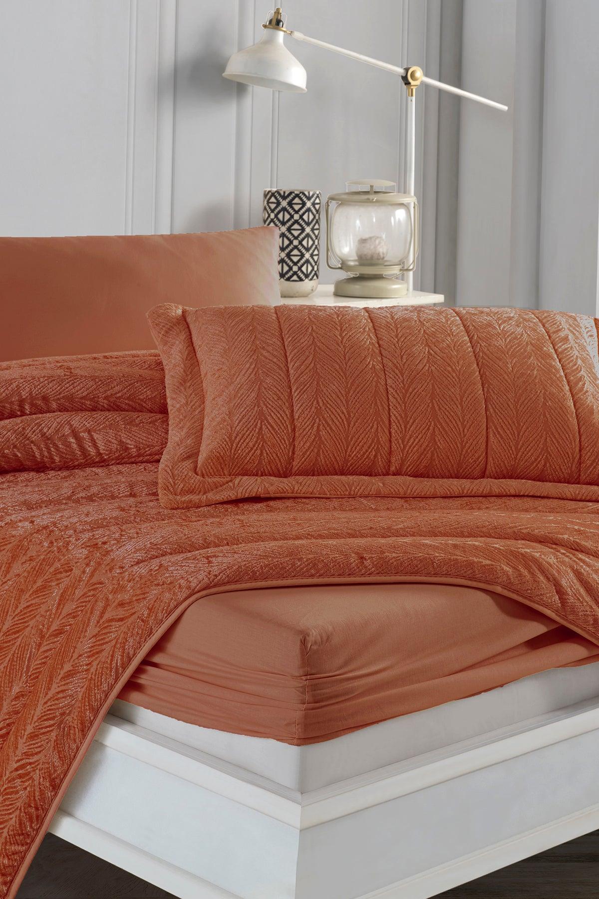 Velvet Kadife Comfort Set Modern Uyku Seti Tek Kişilik Tarçın 2 Parça - Elart Home