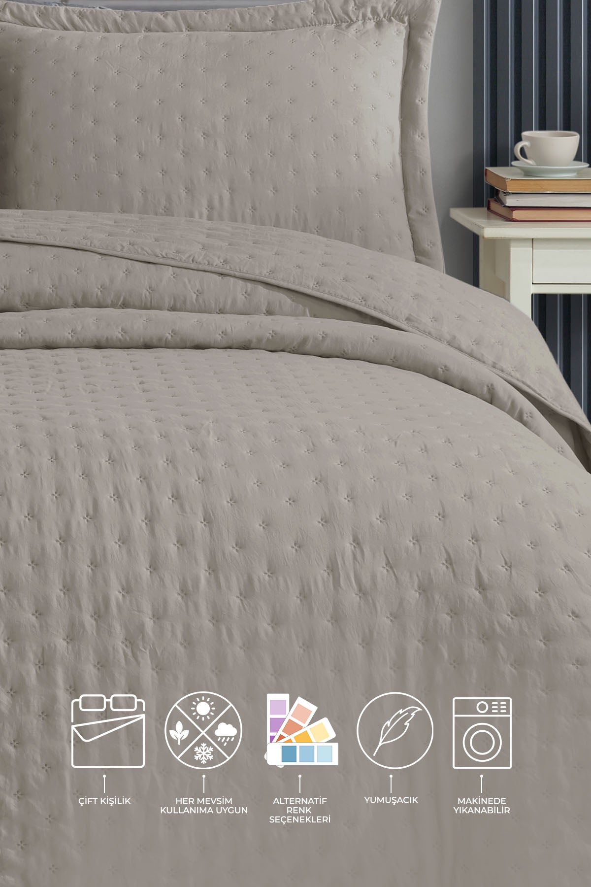 ELART Helena Yatak Örtüsü Çift Kişilik 3 Parça (240x260 cm) Bej