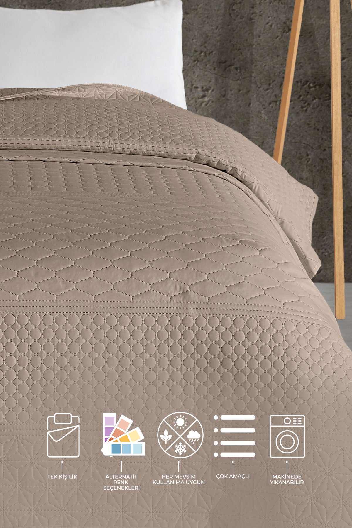 ELART Doremi Yatak Örtüsü Tek Kişilik (160x220 cm) Bej