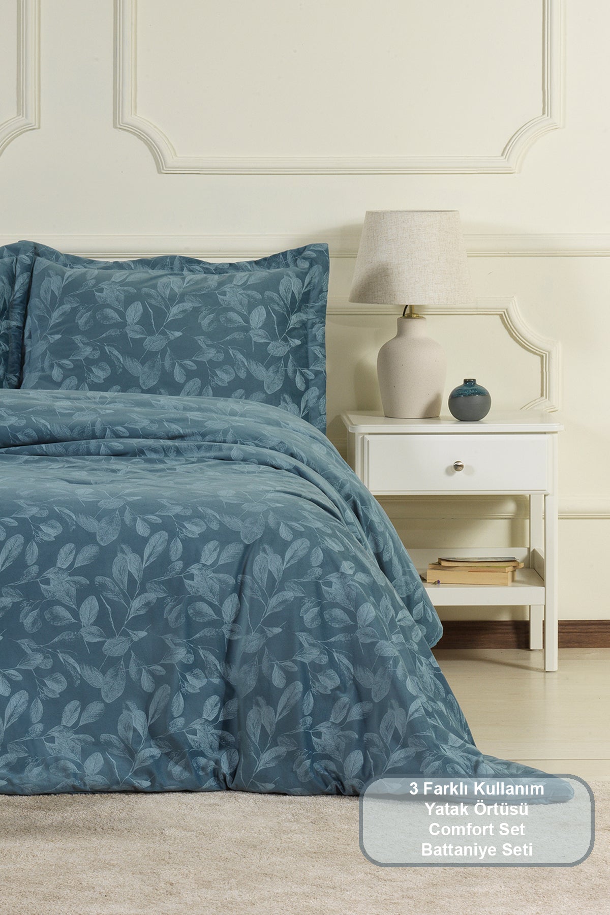 ELART Stella Comfort Uyku Seti Yatak Örtüsü Çift Kişilik 3 Parça (220x240 cm) Mavi