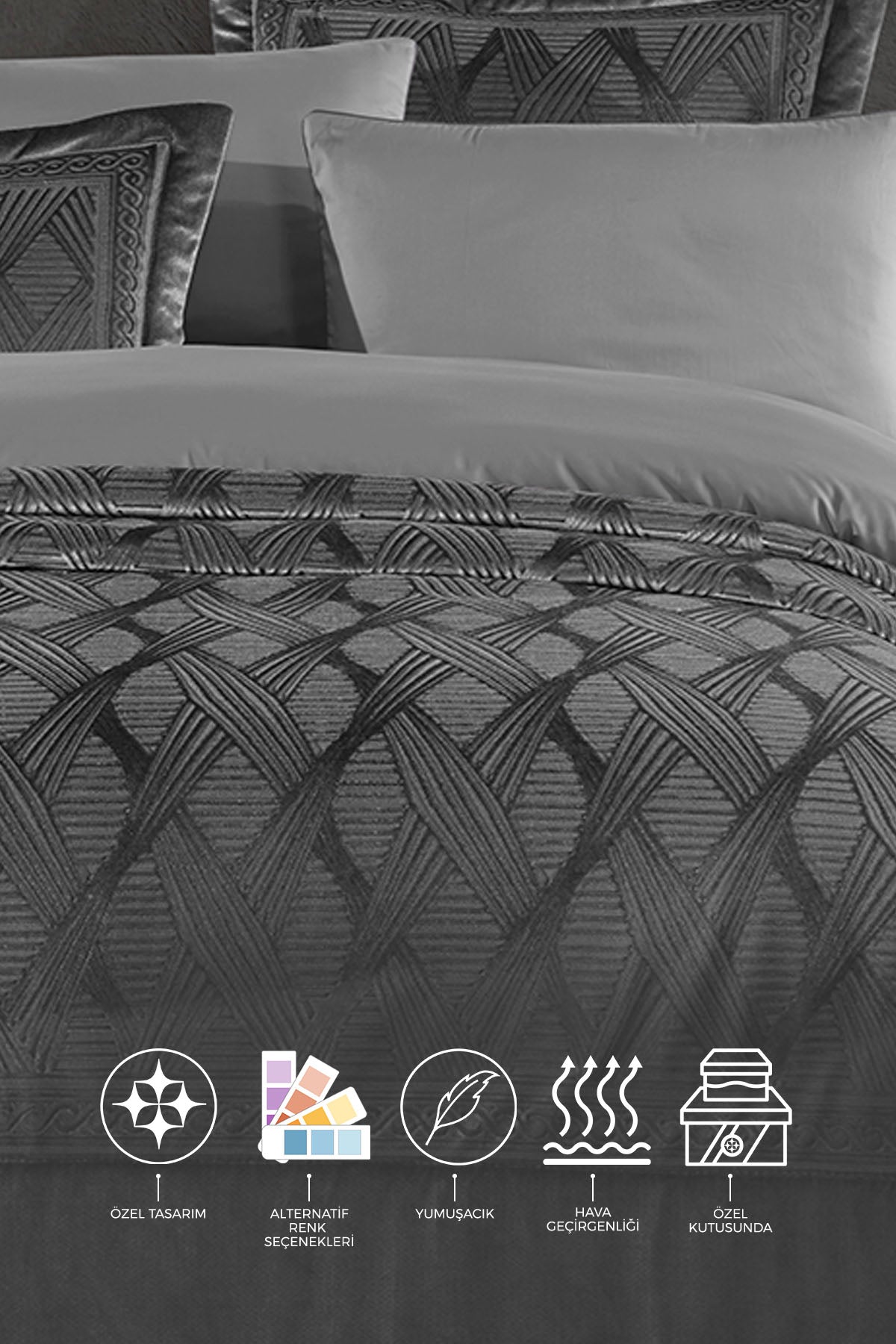 ELART Hera Çeyiz Paketi 7 Parça Gri