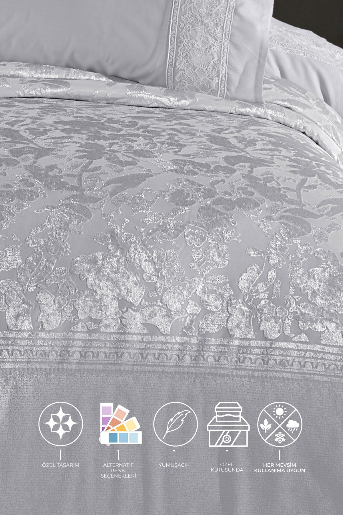 ELART Roseline Çeyiz Paketi 10 Parça Gri