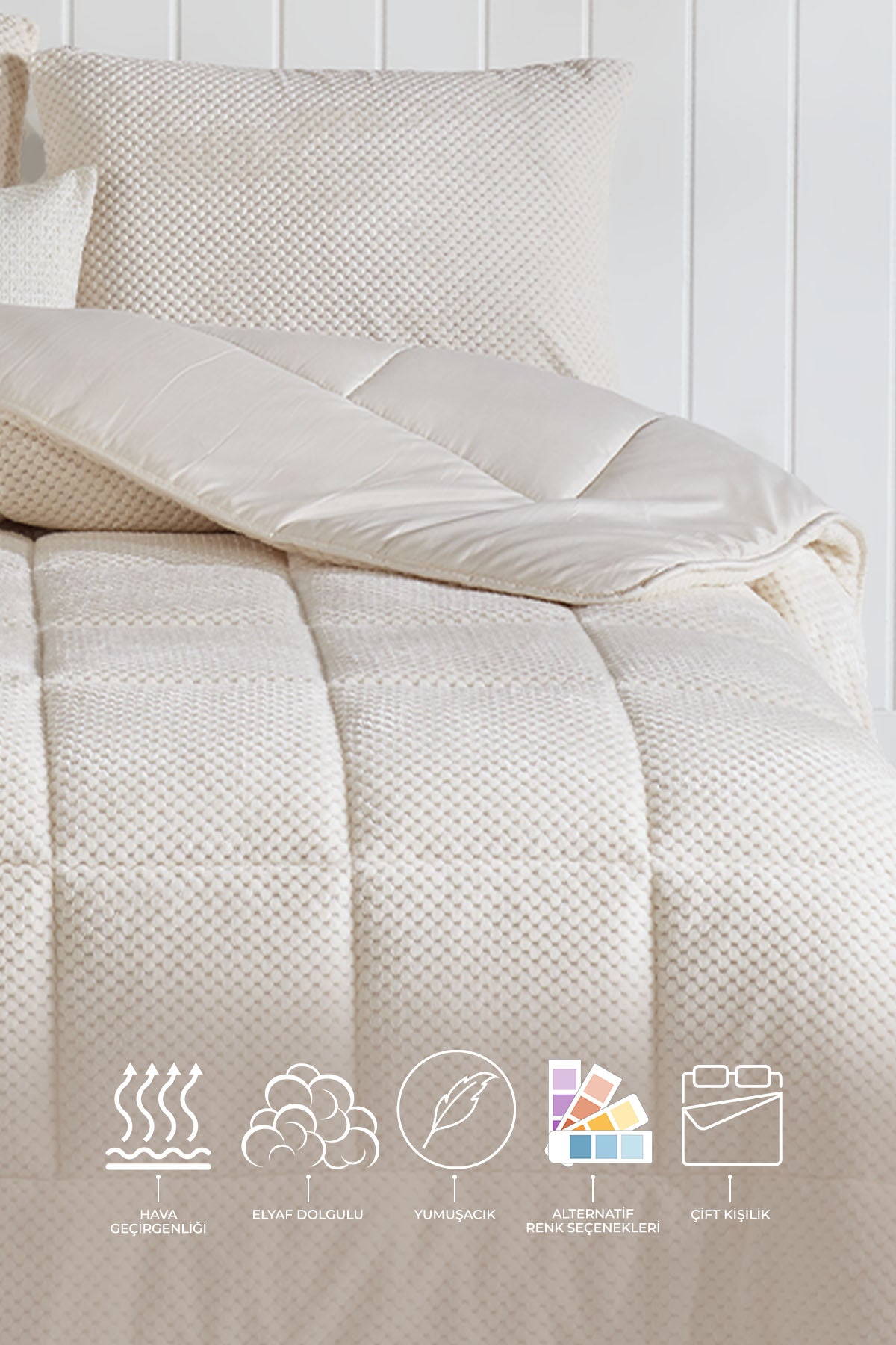ELART Luis Comfort Set Uyku Seti Çift Kişilik (195x215 cm) Krem