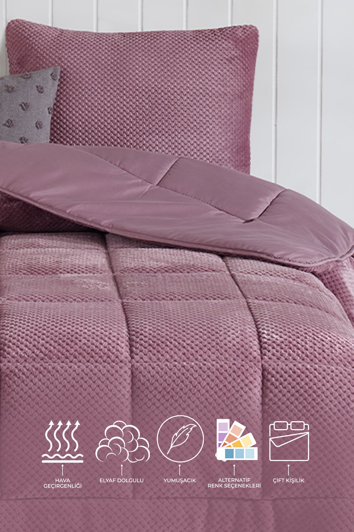 Luis Comfort Set Uyku Seti Çift Kişilik (195x215 cm) Gülkurusu