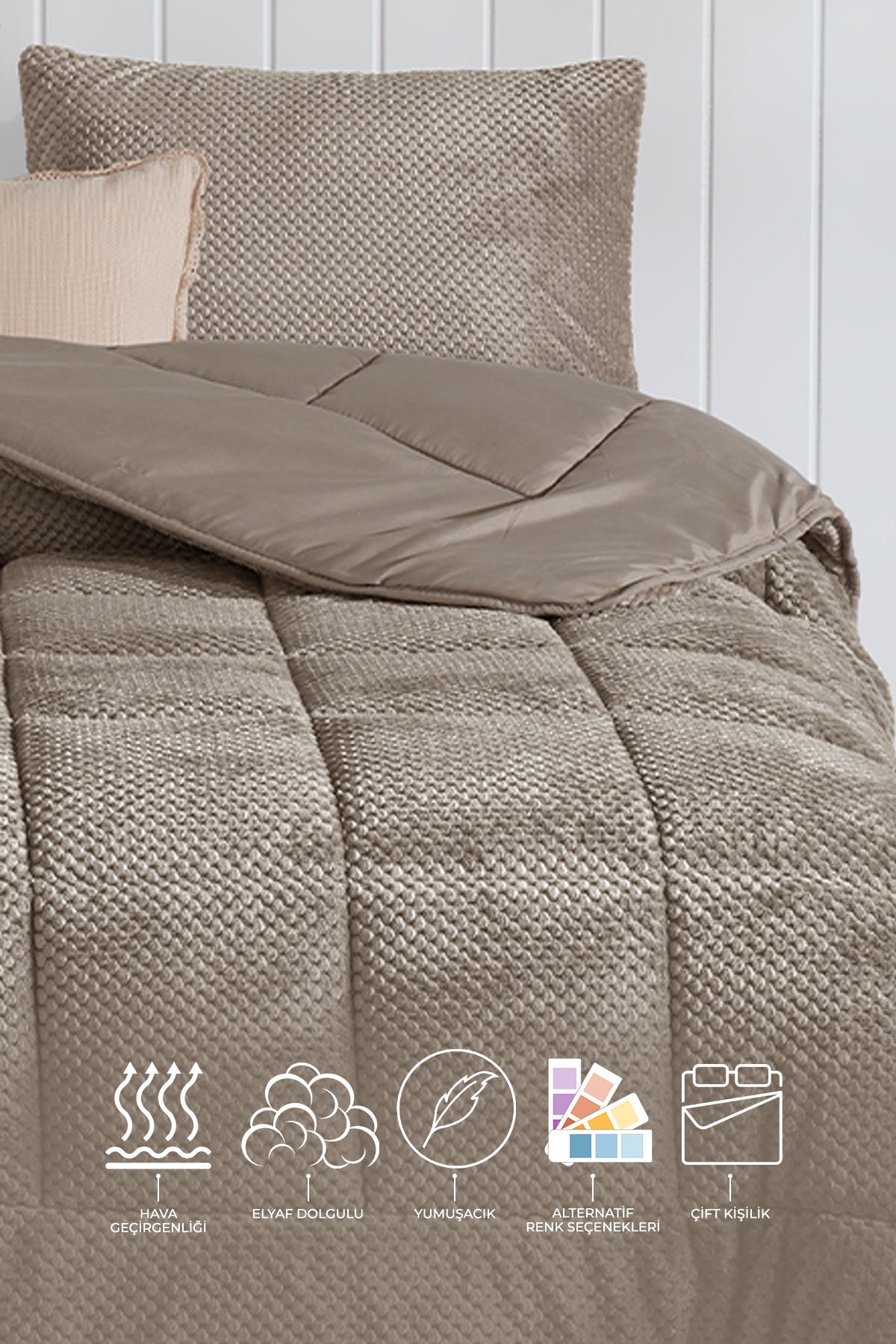 ELART Luis Comfort Set Uyku Seti Çift Kişilik (195x215 cm) Vizon