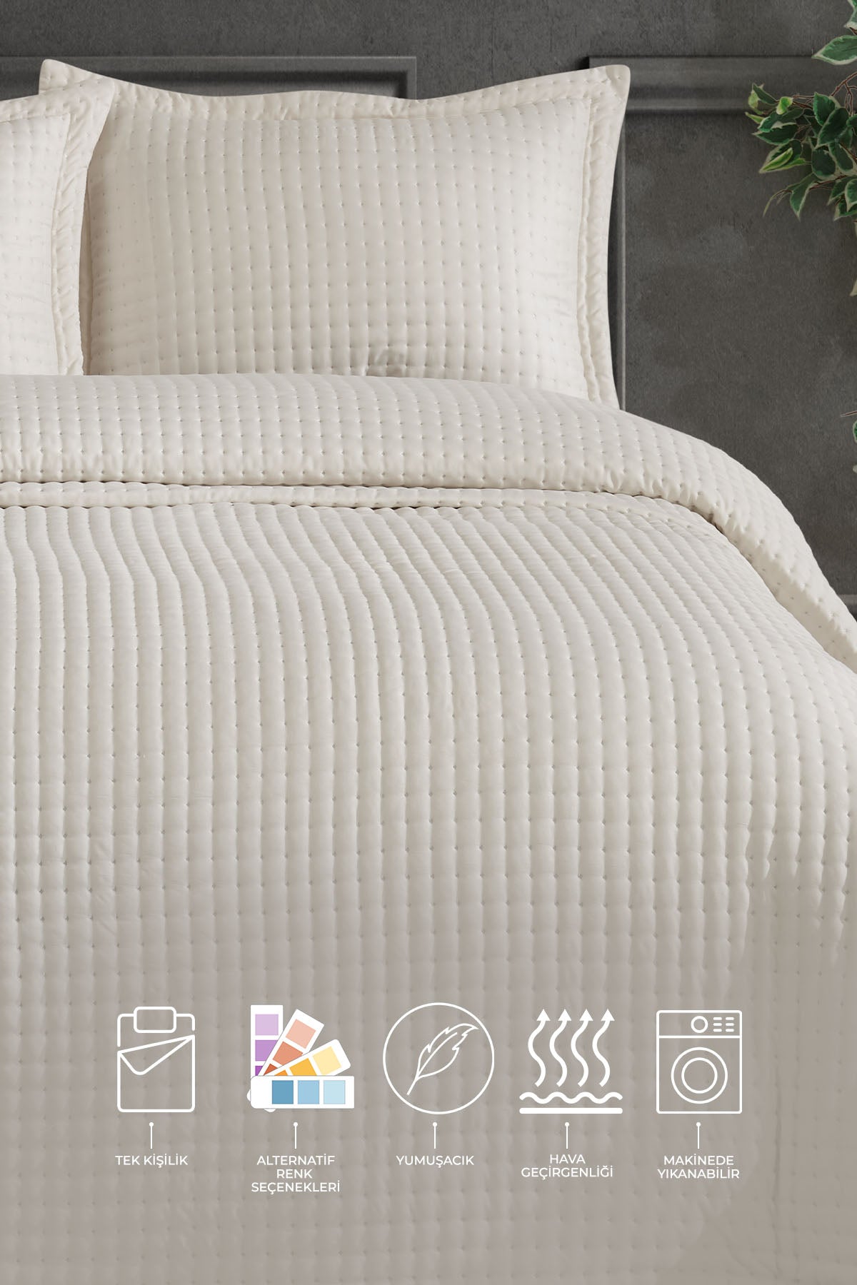 ELART Alinda Tek Kişilik Yatak Örtüsü Takımı (180x240 cm) Krem