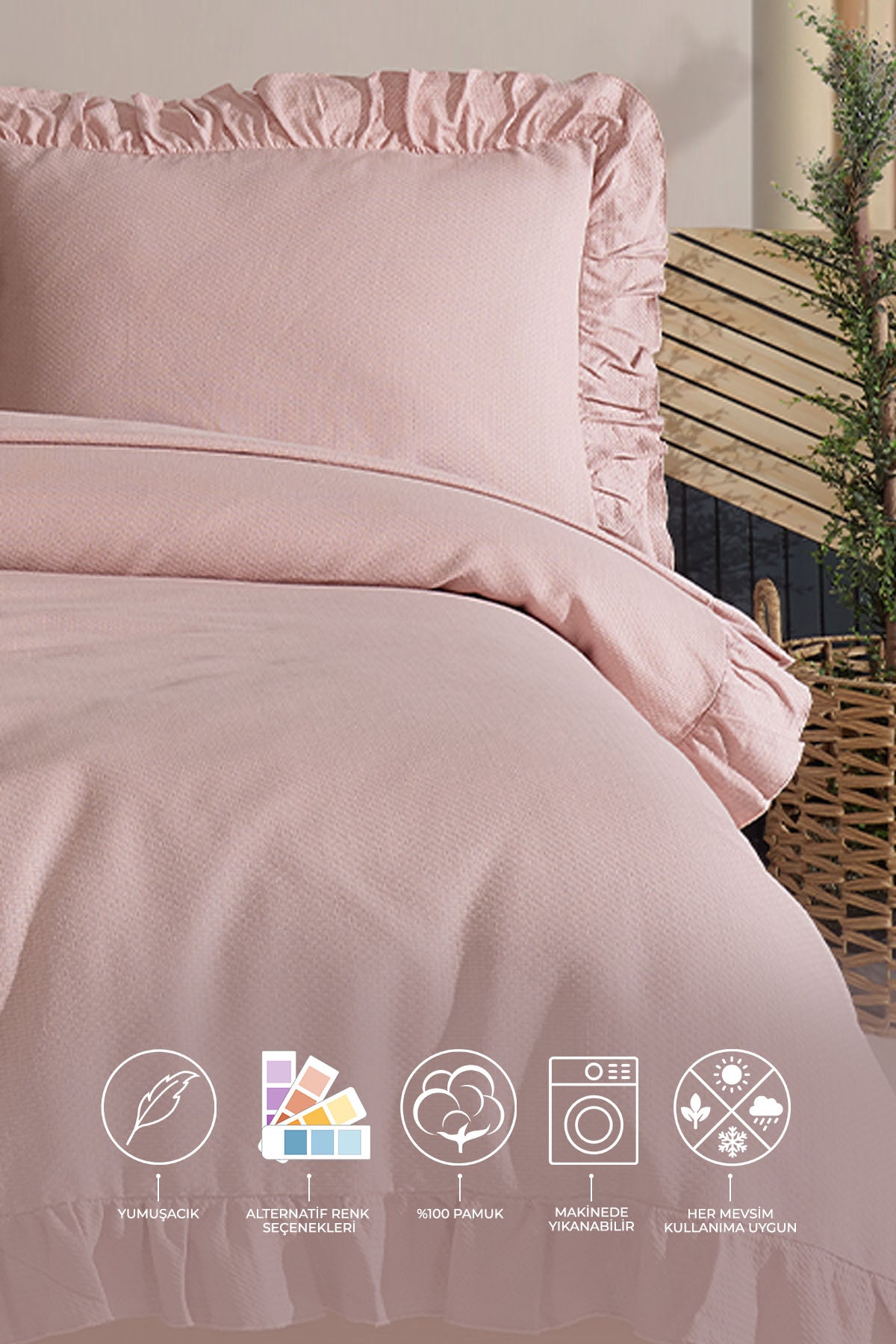 Lily Yatak Seti (220x230 cm) Pudra