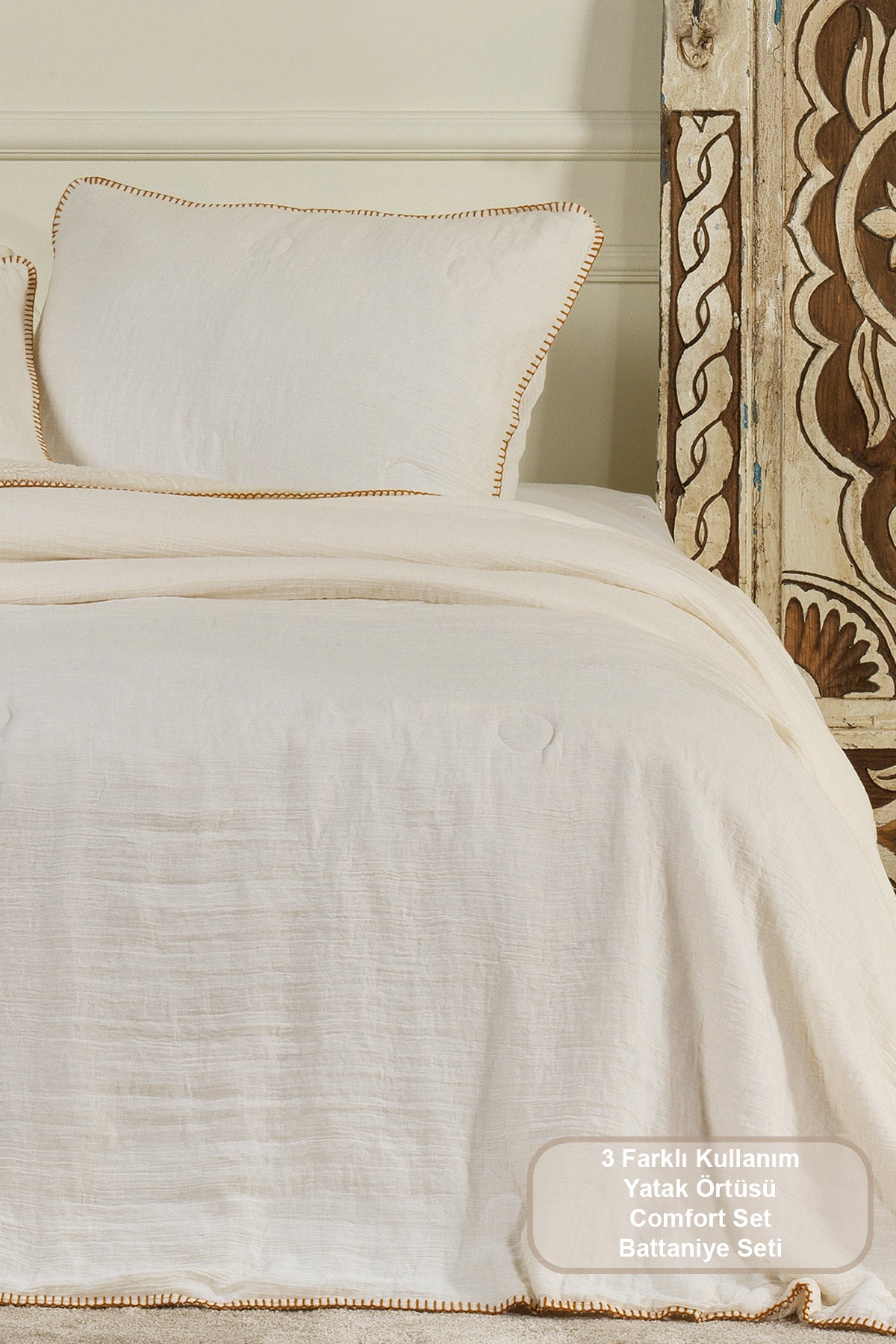 ELART Palermo Comfort Uyku Seti Tek Kişilik 2 Parça (160x220 cm) Krem