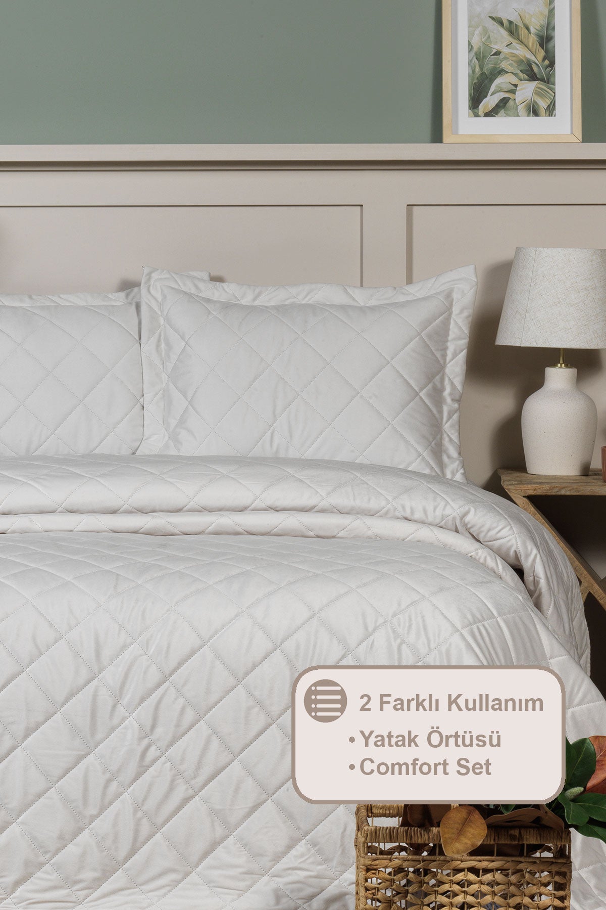 ELART Alice Yatak Örtüsü Çift Kişilik Kadife (240x260 cm) Krem