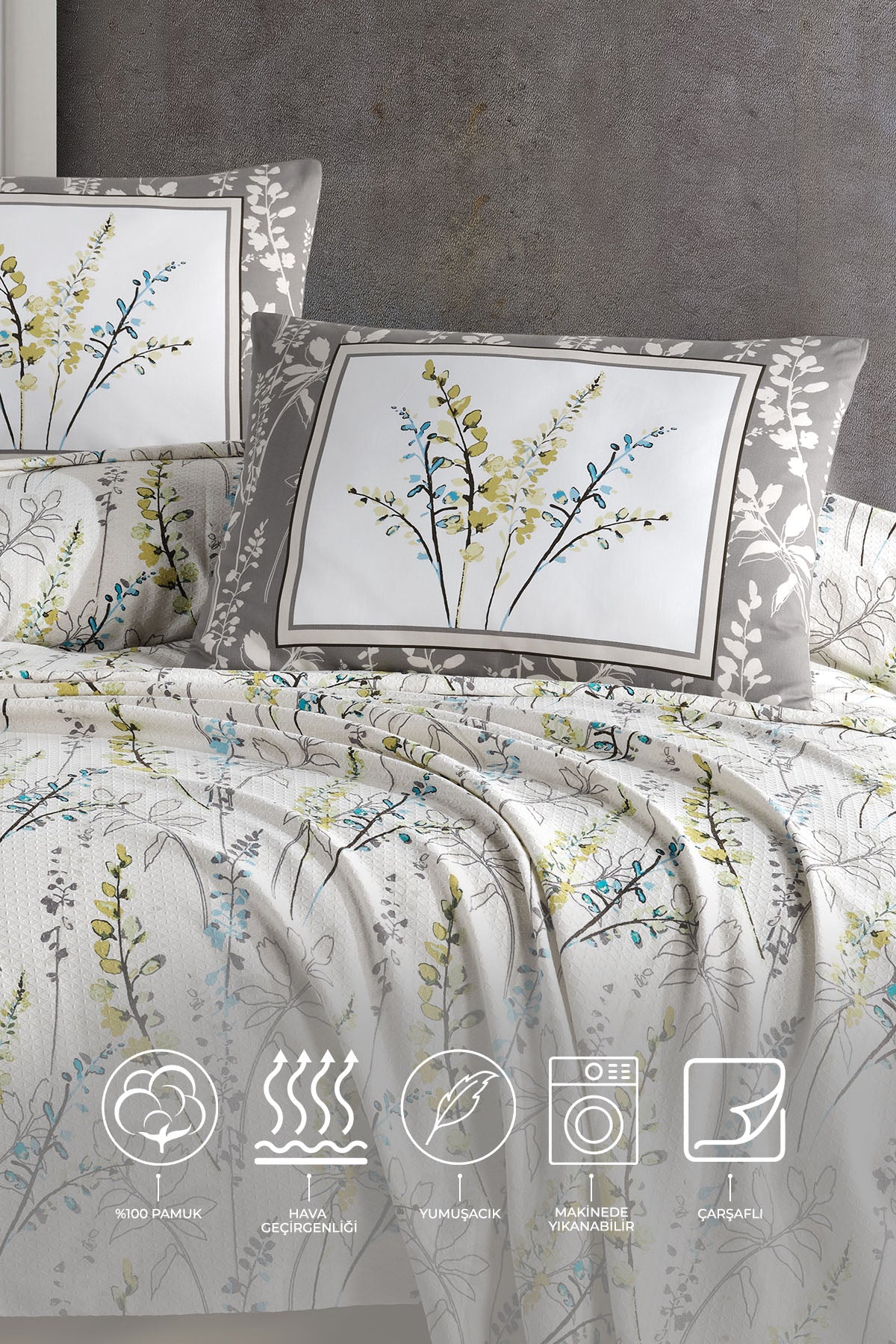 ELART Bloom Çift Kişilik Pike Takımı (200x220 cm)