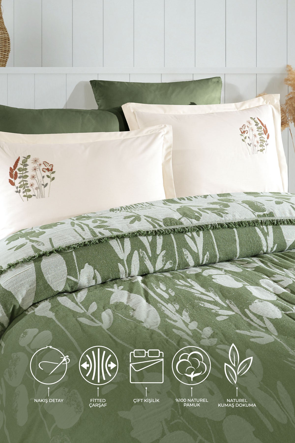 ELART Loya Yatak Seti Pike Seti 6 Parça Yeşil