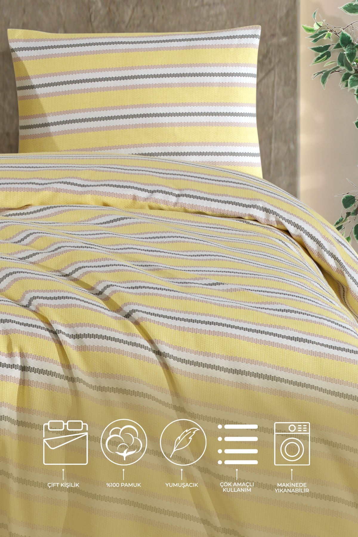 ELART Scatt Pike Çift Kişilik (200x220 cm) Ekru