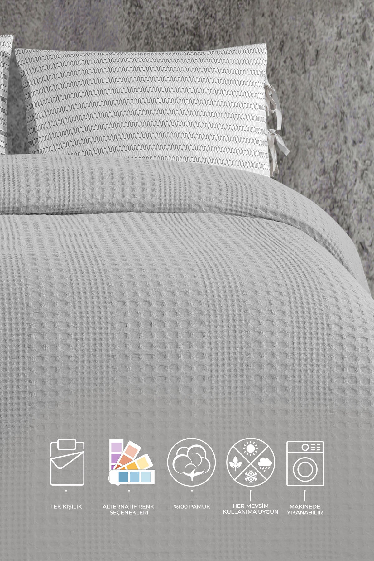 ELART Silvia Tek Kişilik Pike (160x240 cm) Gri