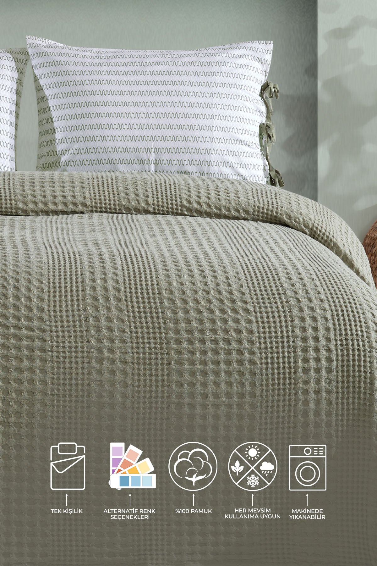 Silvia Tek Kişilik Pike (160x240 cm) Yeşil