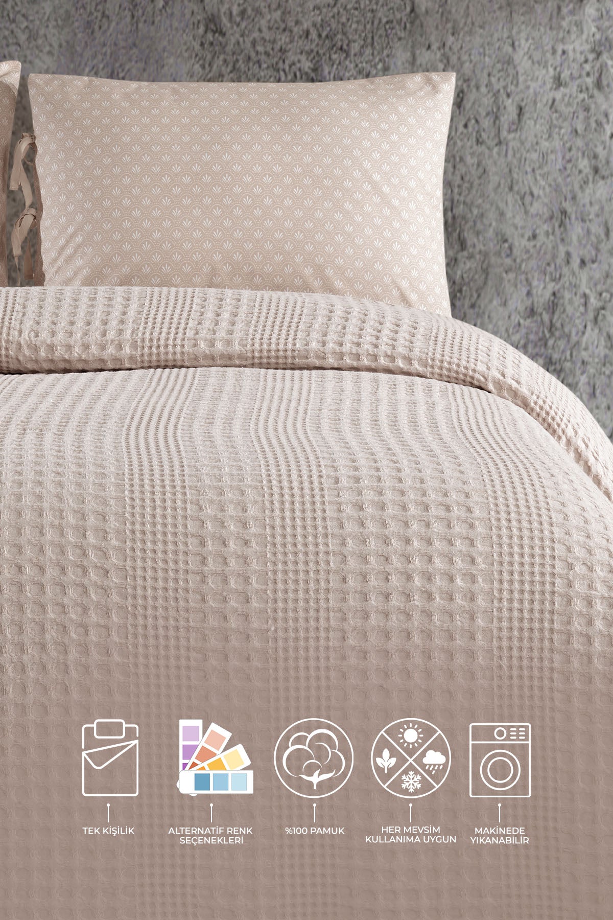 Silvia Tek Kişilik Pike (160x240 cm) Ekru