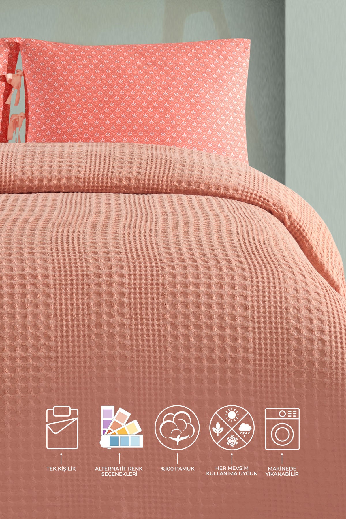 Silvia Tek Kişilik Pike (160x240 cm) Somon