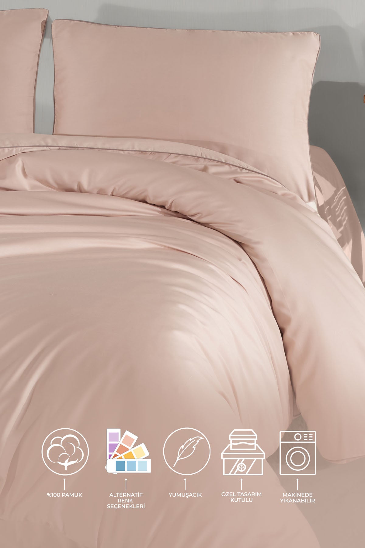 Desmond Nevresim Takımı Saten Çift Kişilik (200x220 cm) Bej