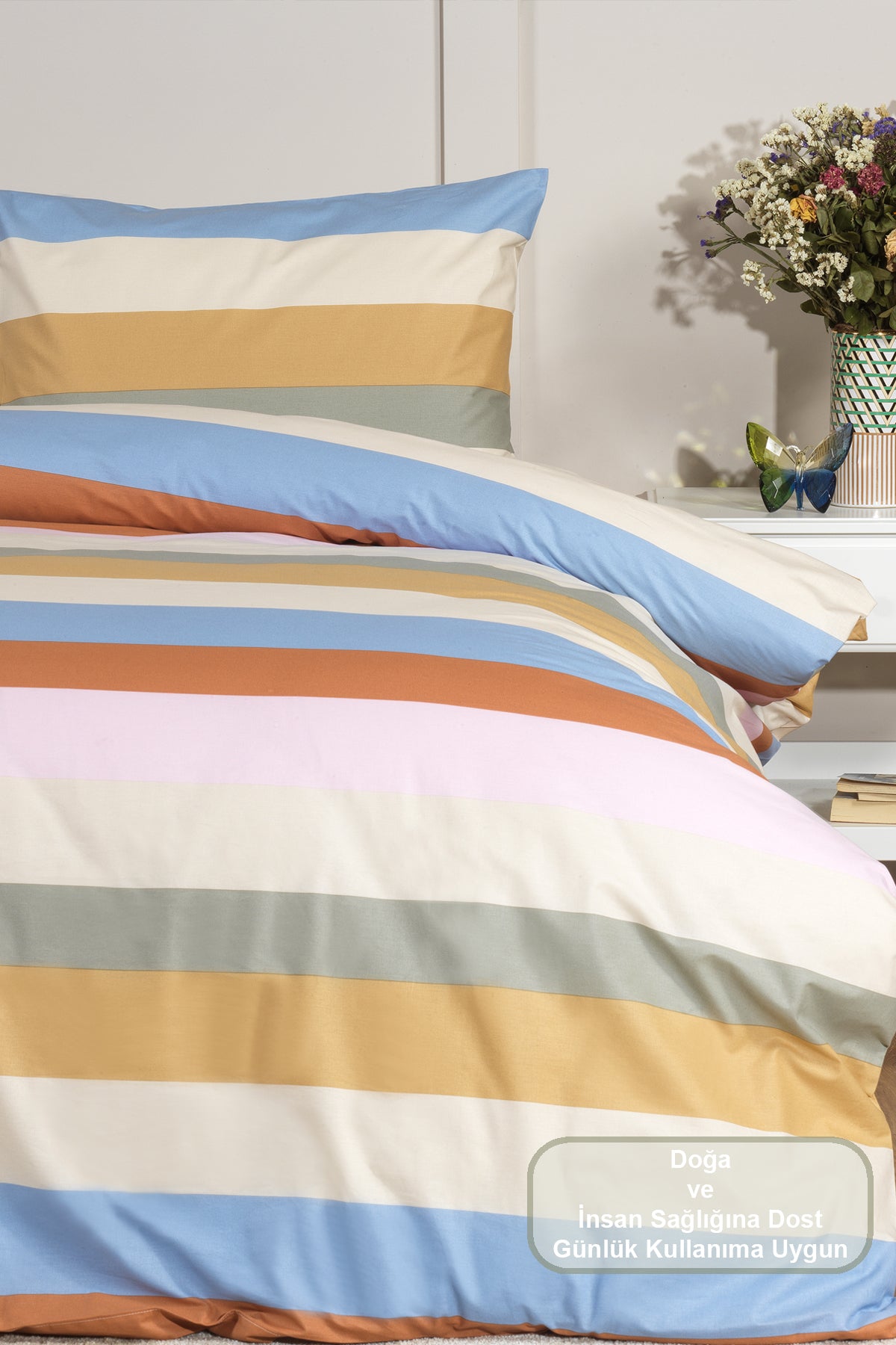 ELART Archi Nevresim Takımı Tek Kişilik %100 Pamuk Ranforce Lastikli Çarşaf (160x220 cm)