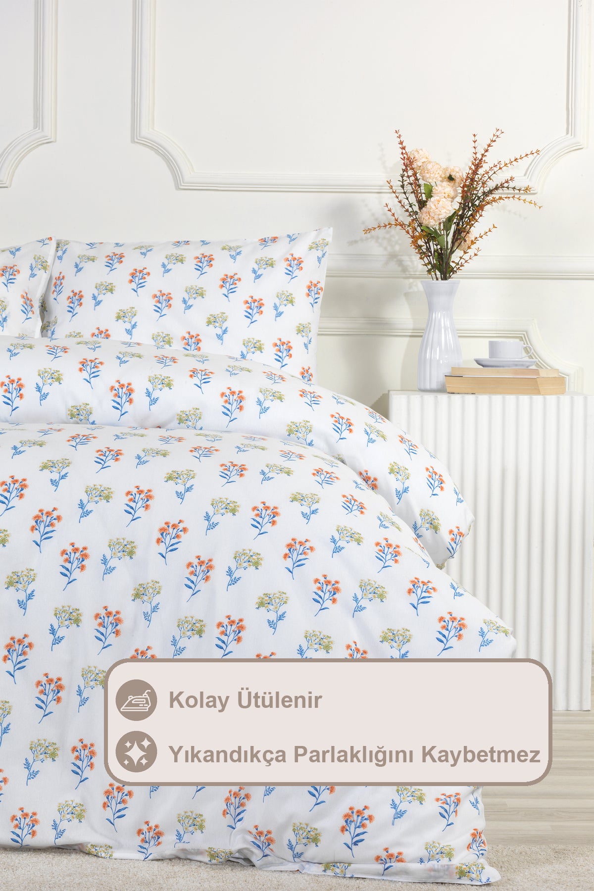 ELART Caren Nevresim Takımı Çift Kişilik Lastikli Çarşaf (200x220 cm) Hardal