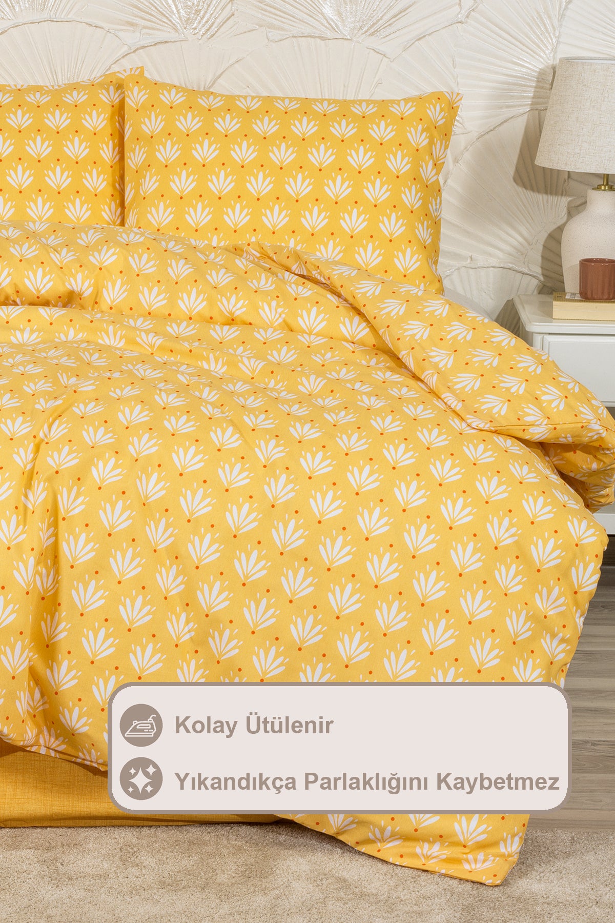 ELART Riva Nevresim Takımı Tek Kişilik Lastikli Çarşaf (160x220 cm) Sarı
