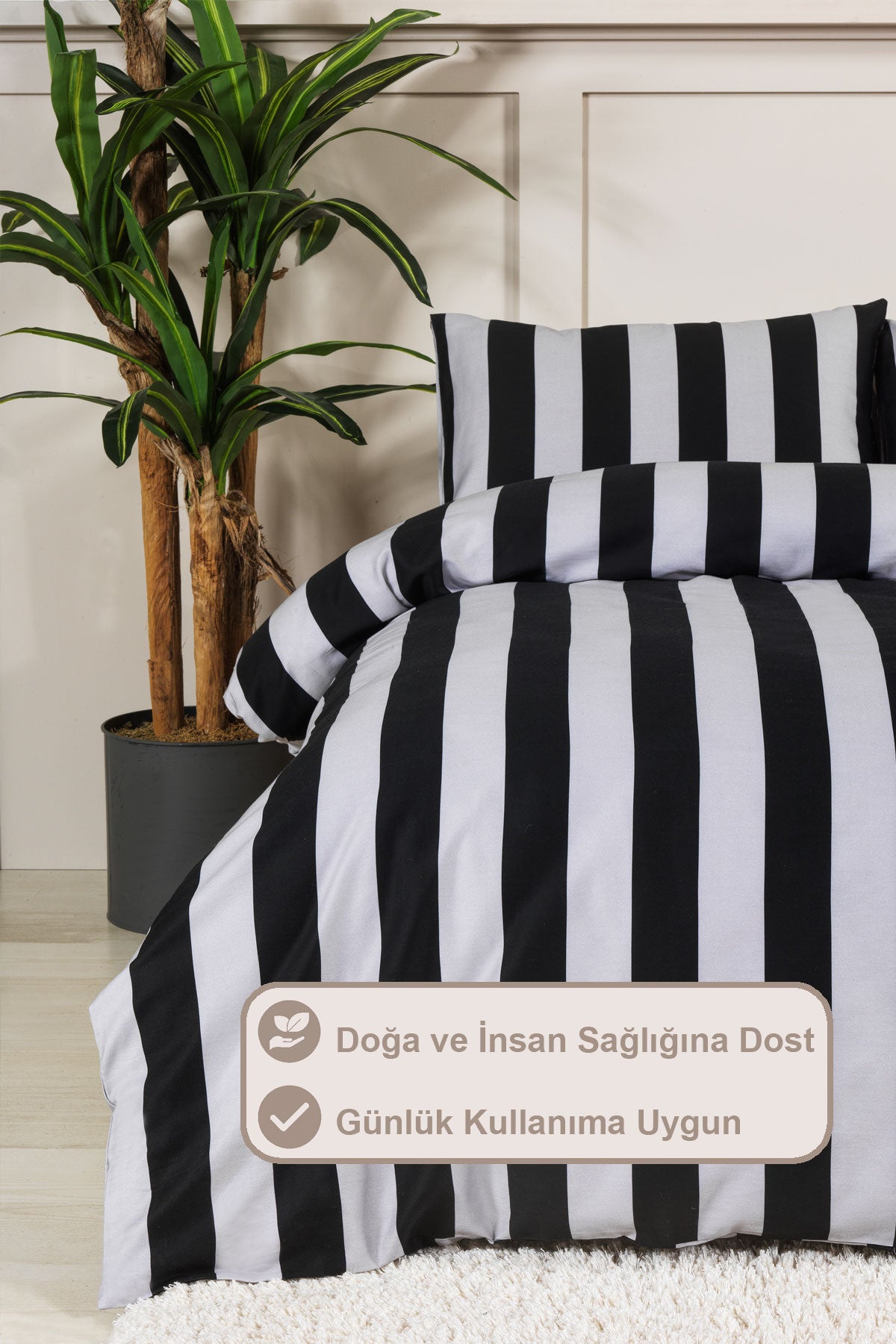 ELART Brad Nevresim Takımı Çift Kişilik Digital Baskılı %100 Pamuk Saten (200x220 cm) Antrasit