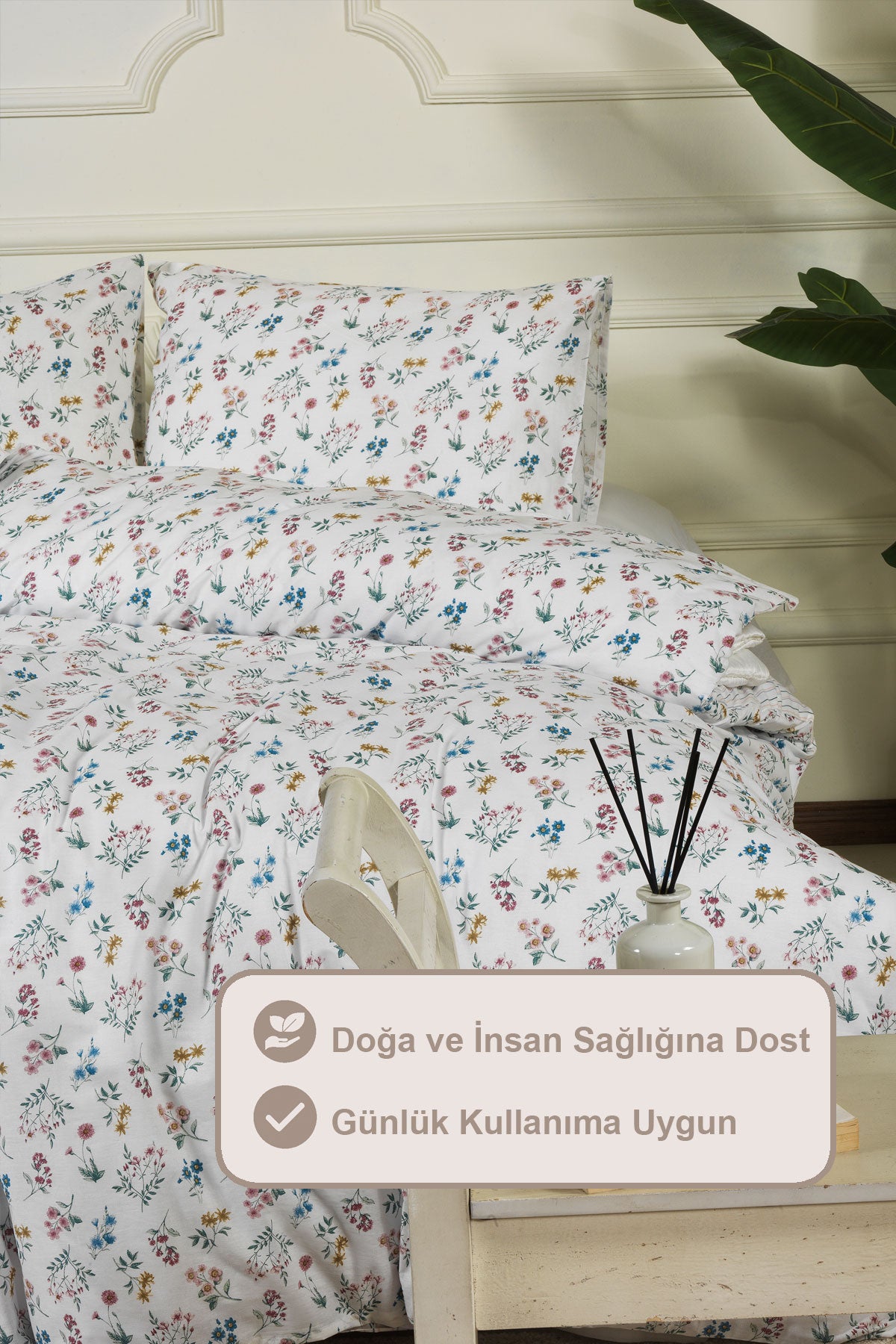 ELART Lyra Nevresim Takımı Tek Kişilik %100 Pamuk Ranforce Lastikli Çarşaf (160xx220 cm) Yeşil