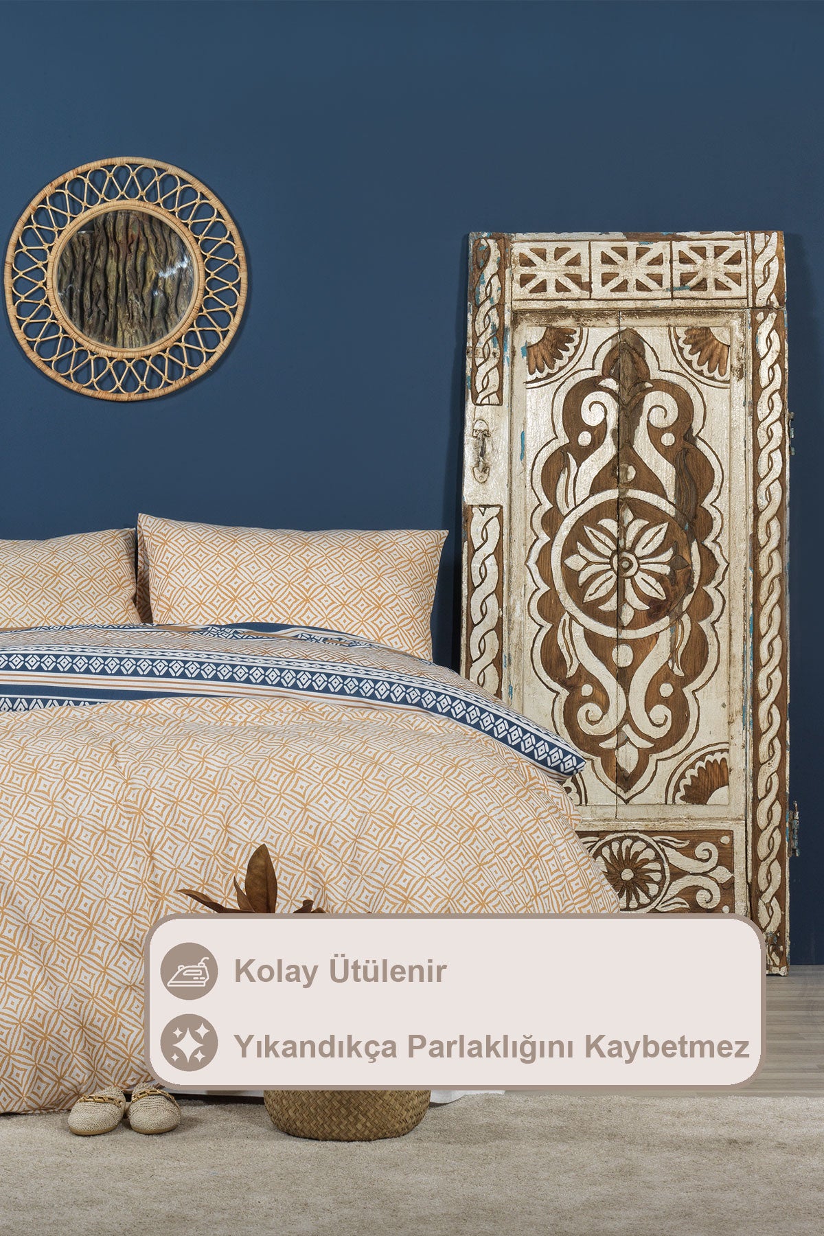 ELART Fine Nevresim Takımı Çift Kişilik Lastikli Çarşaf Pamuklu (200x220 cm) Bej