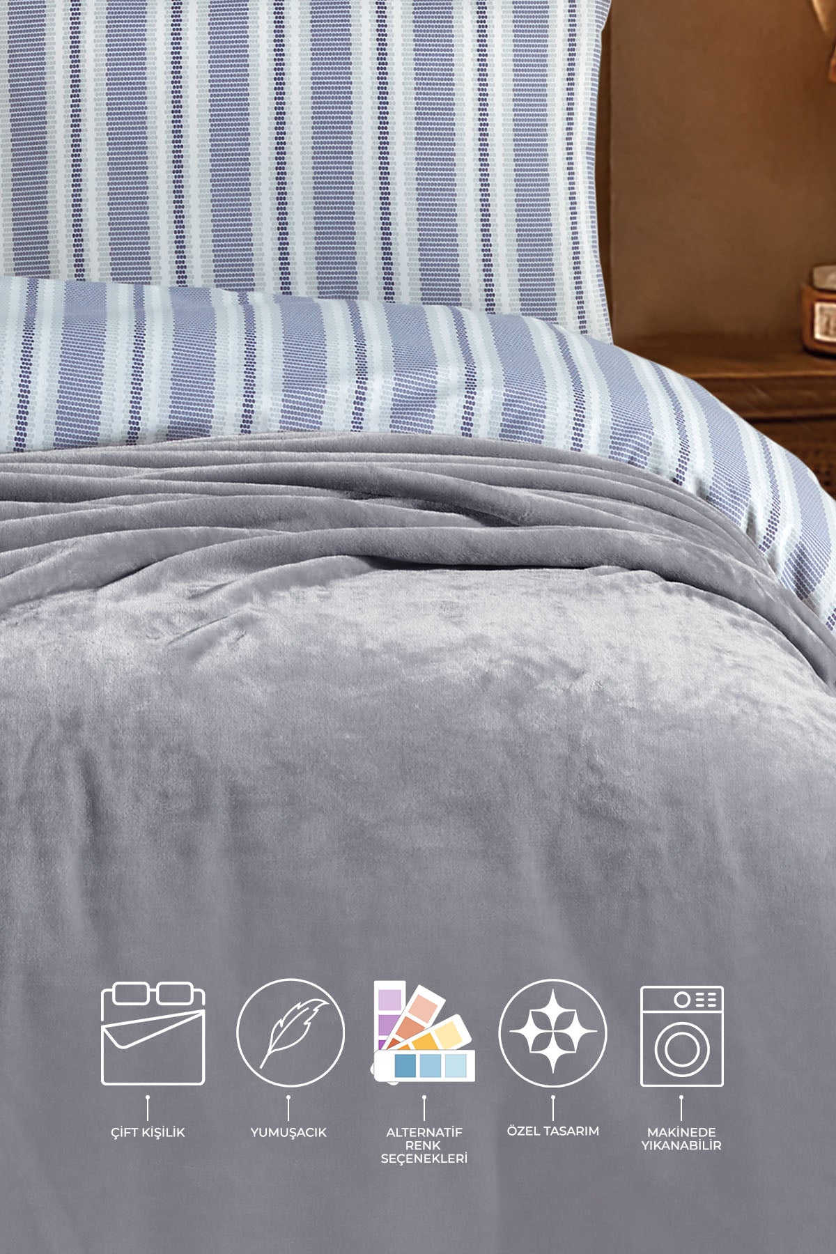 ELART Calinda Batttaniye Çift Kişilik (200x220 cm) Gri