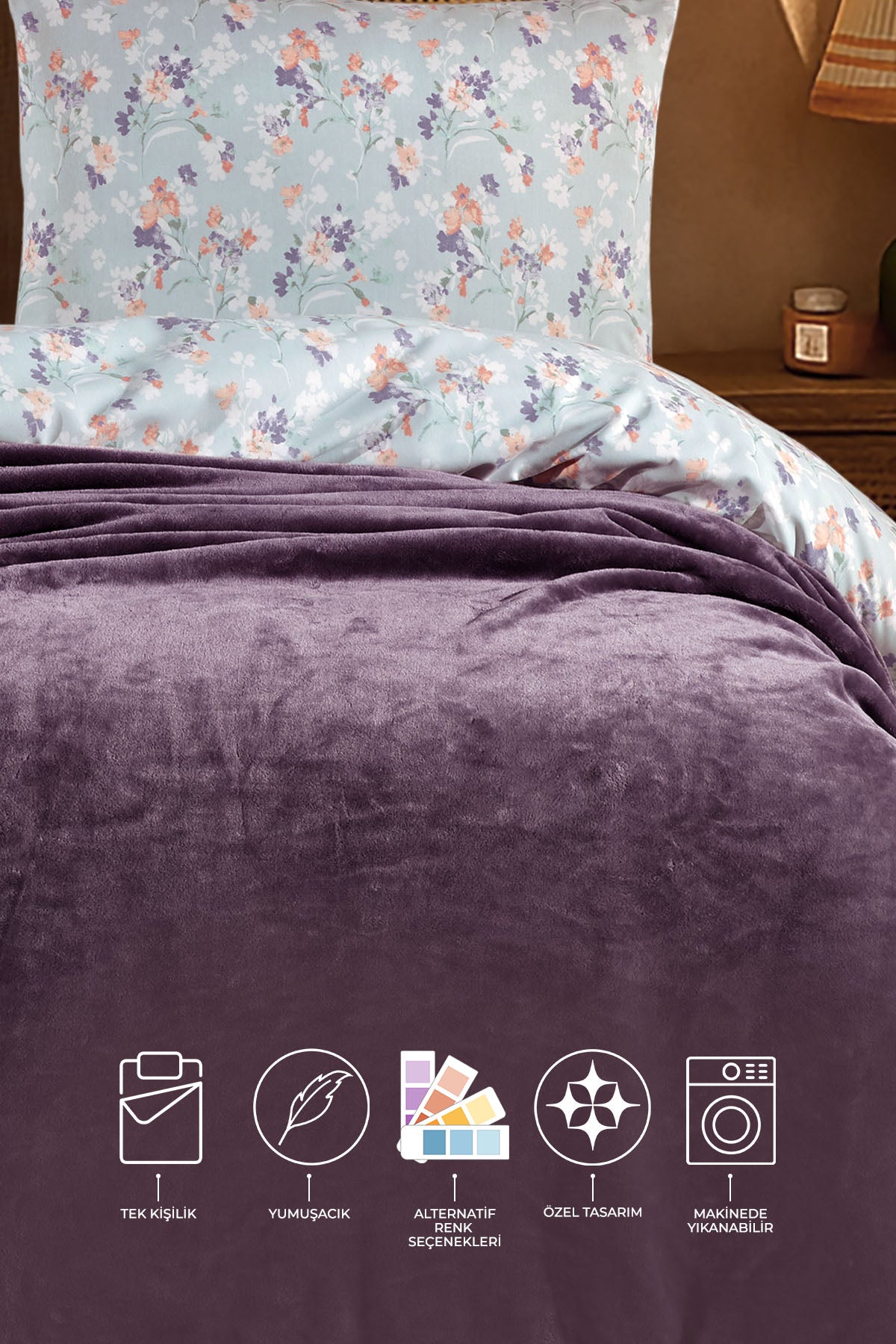 ELART Calinda Batttaniye Tek Kişilik (160x220 cm) Mor