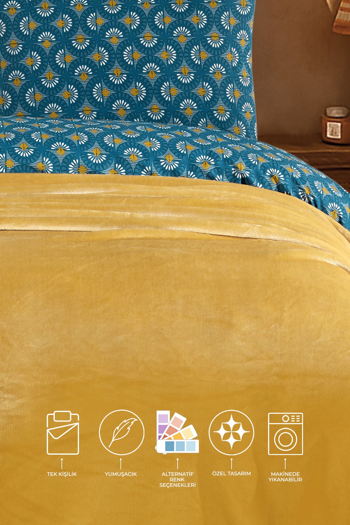 ELART Calinda Batttaniye Tek Kişilik (160x220 cm) Hardal