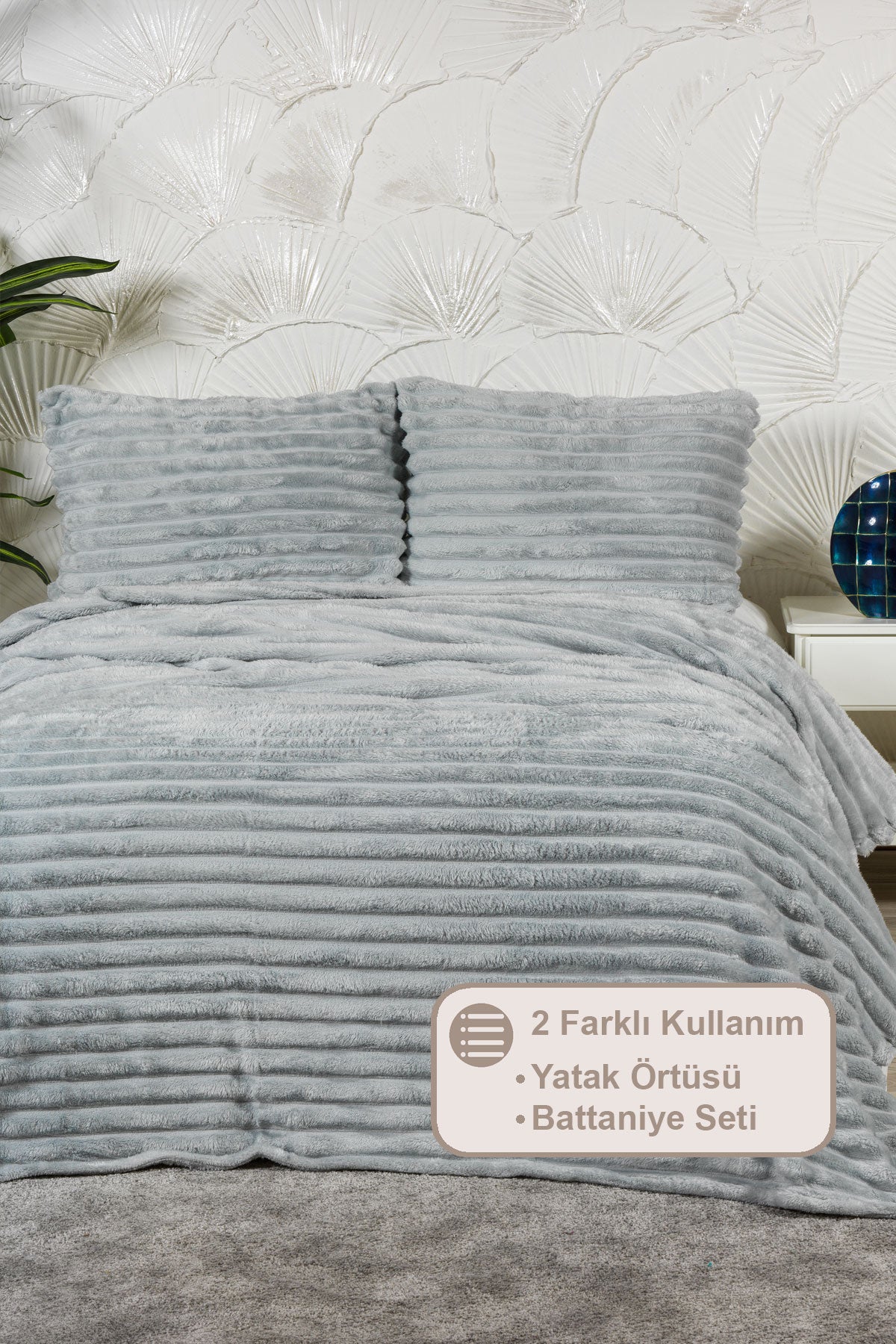ELART Mateo Battaniye Seti Tek Kişilik Wellsoft 2 Parça (180x240 cm) Gri