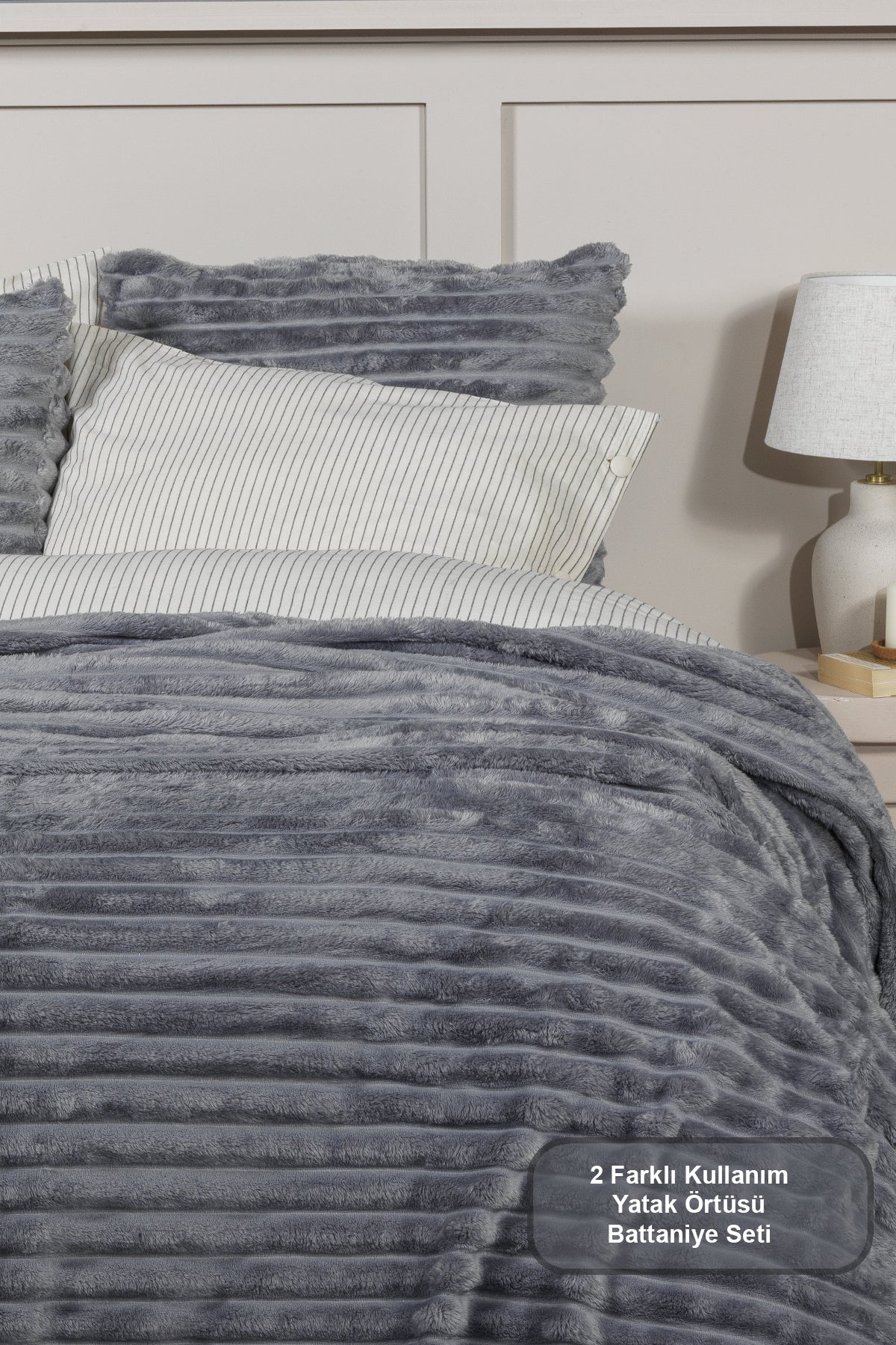 ELART Mateo Battaniye Seti Tek Kişilik Wellsoft 2 Parça (180x240 cm) Antrasit