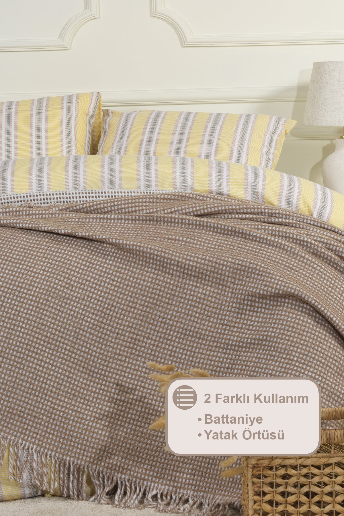 ELART Carlos Battaniye Çift Kişilik Waffle (200x220 cm) Bej
