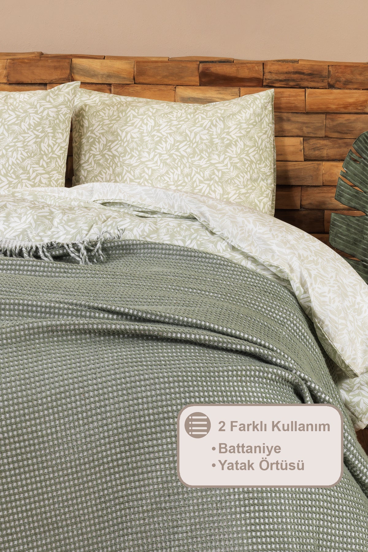 ELART Carlos Battaniye Çift Kişilik Waffle (200x220 cm) Yeşil