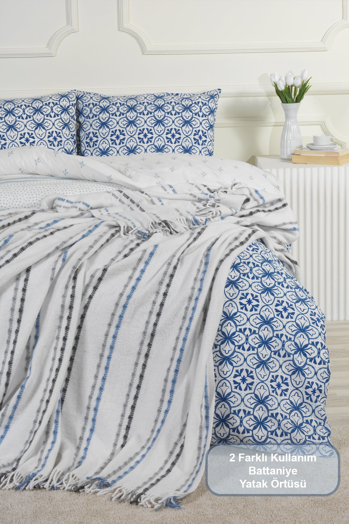 ELART Arden Battaniye Tek Kişilik Pamuklu (160x220 cm) Gri