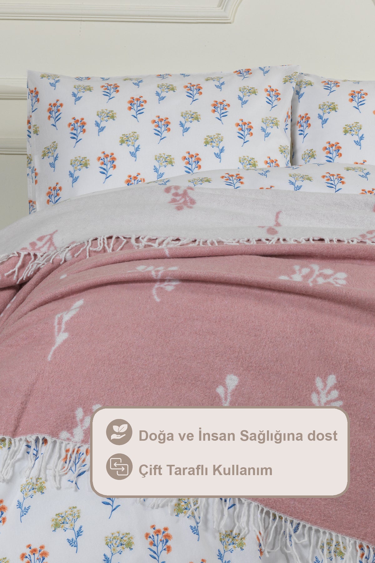 ELART Nadia Battaniye Çift Kişilik Pamuklu (200x220 cm) Pudra