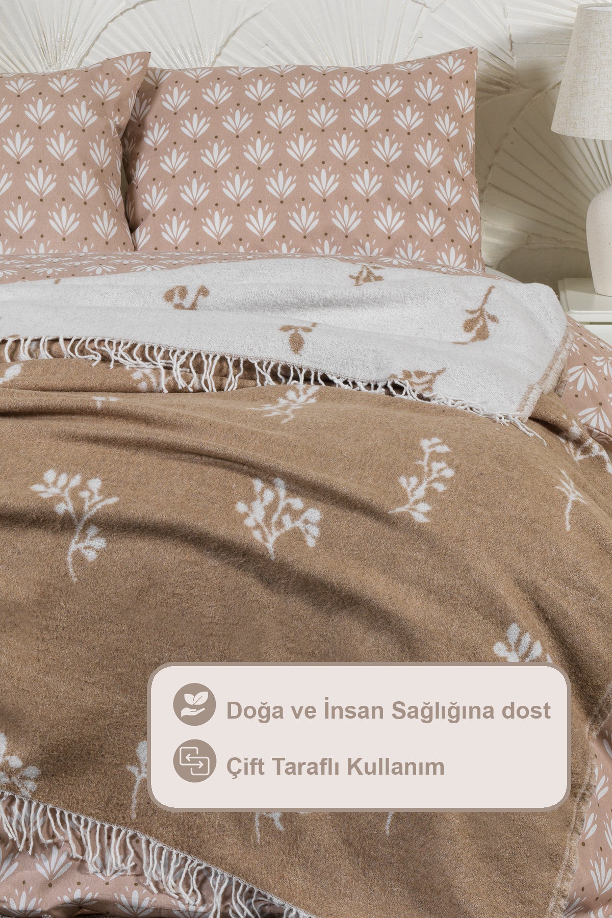 ELART Nadia Battaniye Çift Kişilik Pamuklu (200x220 cm) Taş