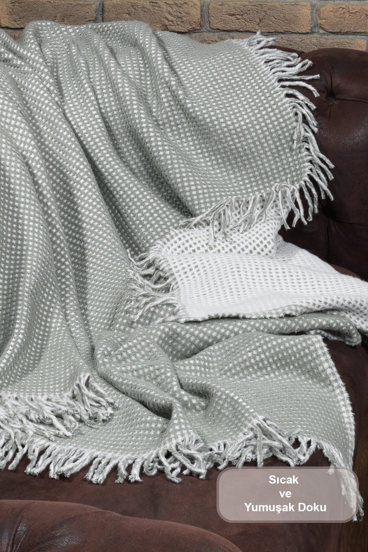 ELART Carlos TV Battaniyesi Waffle Pamuklu (130x170 cm) Yeşil