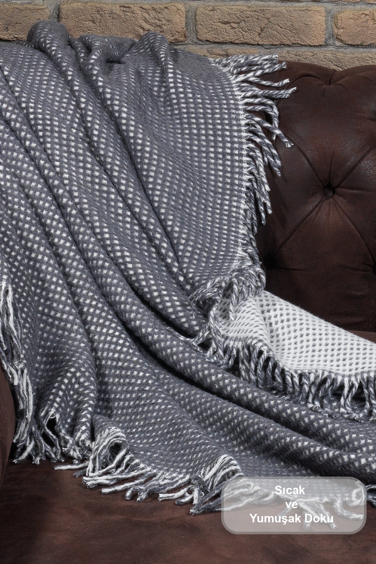 ELART Carlos TV Battaniyesi Waffle Pamuklu (130x170 cm) Antrasit