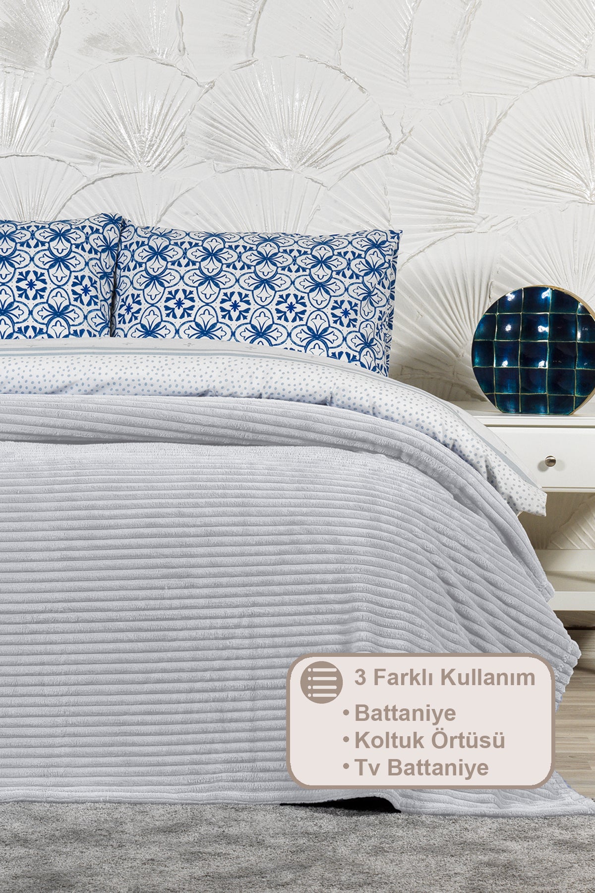 ELART Anna Battaniye Çift Kişilik Wellsoft (180x220 cm) Gri