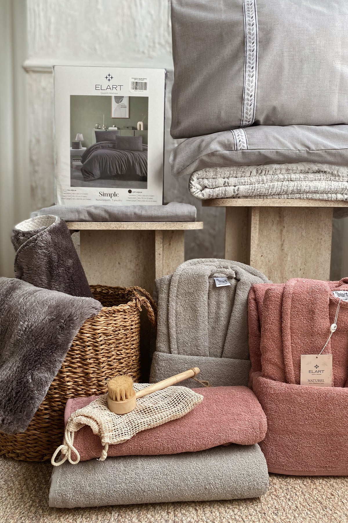 ELART Nish 16 Parça  Modern Çeyiz Seti Antrasit