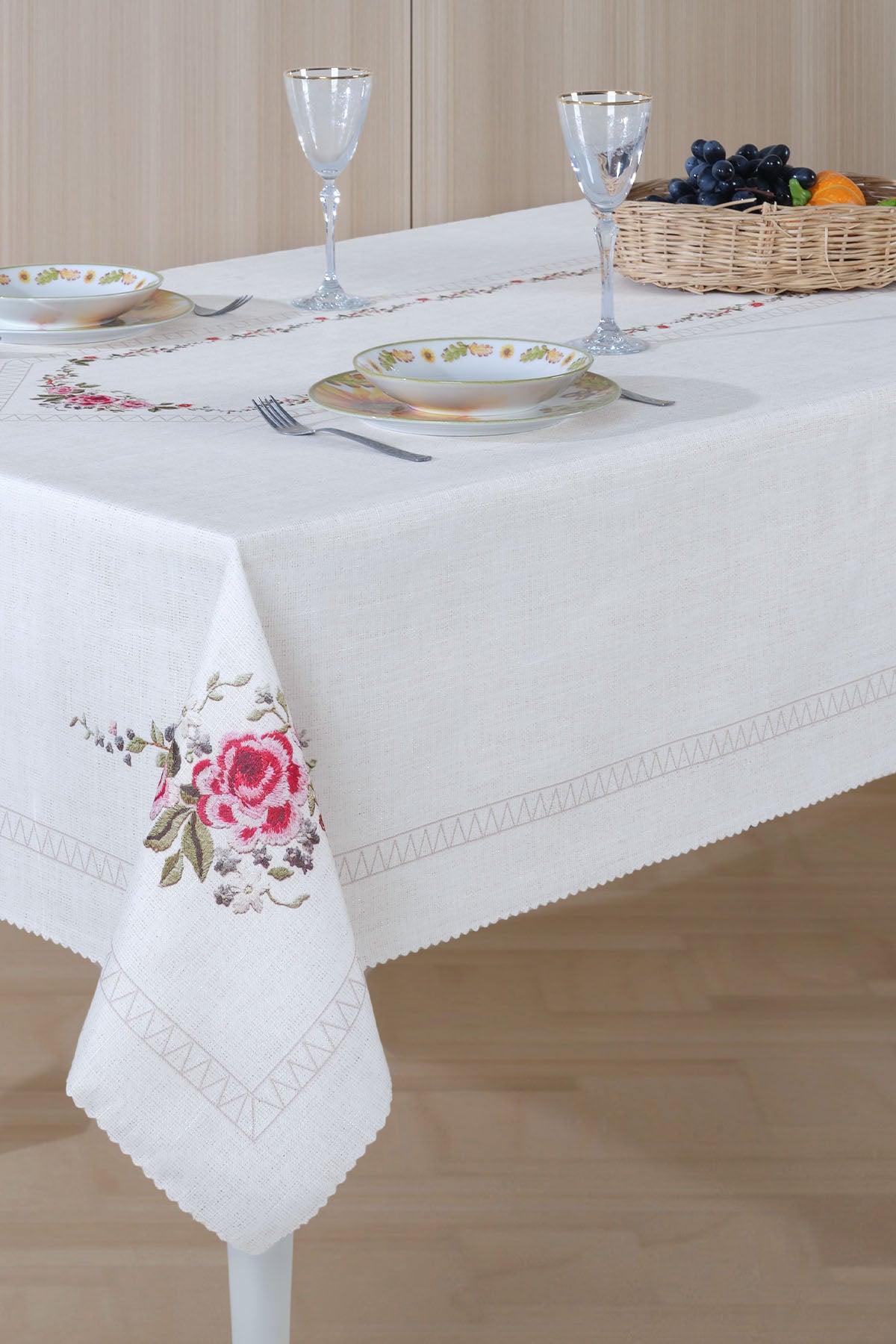 ELART Çini Masa Örtüsü Vintage Dijital Baskı (160x220 cm)