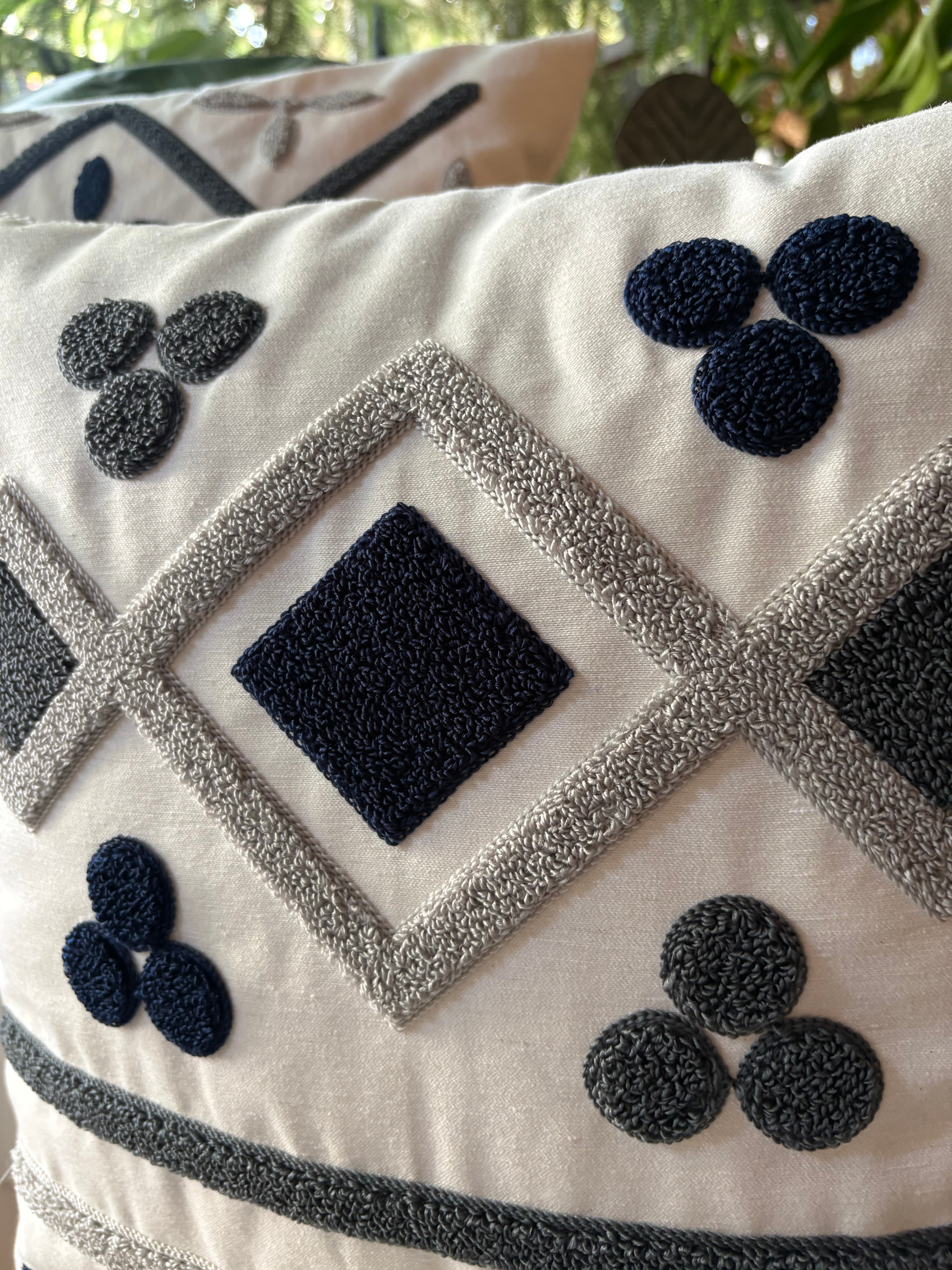 ELART Bohem Kırlent Kılıfı 2 Adet (40x40 cm) Lacivert-Gri