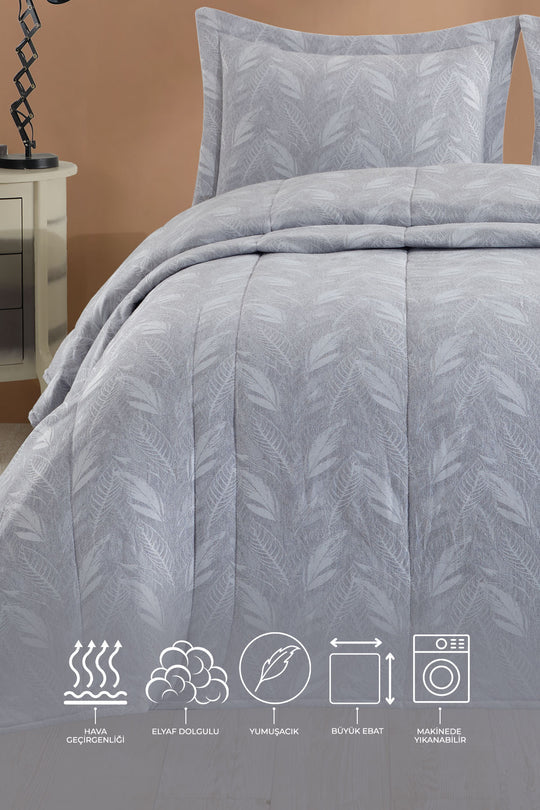 ELART Stil Yatak Örtüsü Elyaflı (270x260 cm) Gri