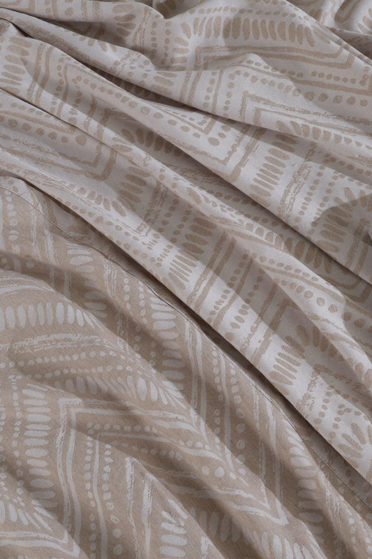 Petra Keten Görünümlü Yatak Örtüsü Seti 3 Parça Çift Kişilik Ekru - Elart Home