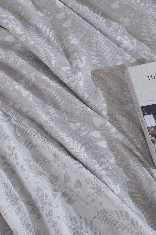 Mokka Keten Görünümlü Yatak Örtüsü Pike Seti 3 Parça Çift Kişilik Gri - Elart Home