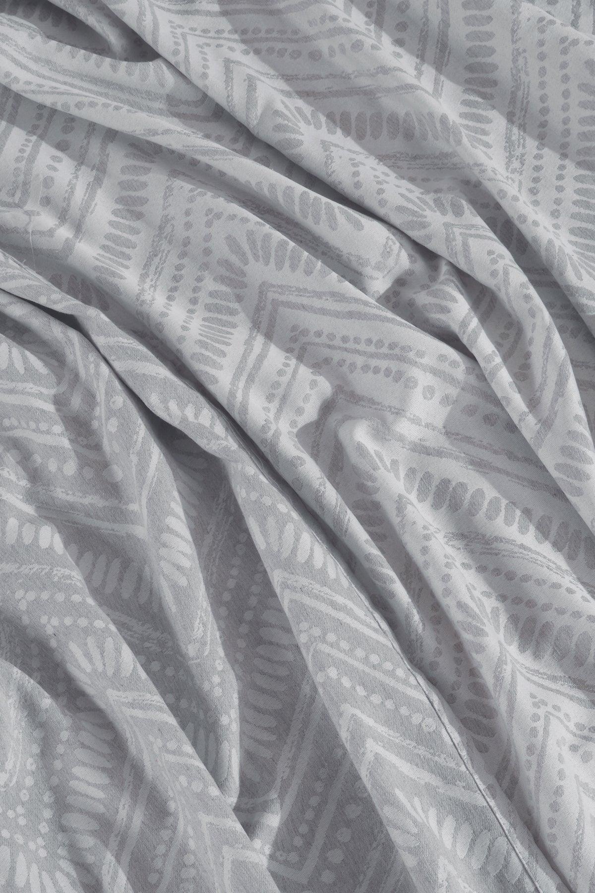 Petra Keten Görünümlü Yatak Örtüsü Seti 3 Parça Çift Kişilik Gri - Elart Home