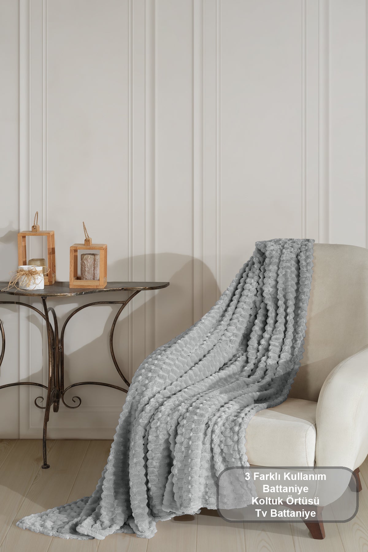 ELART Star Battaniye Çift Kişilik Wellsoft (180x220 cm) Gri