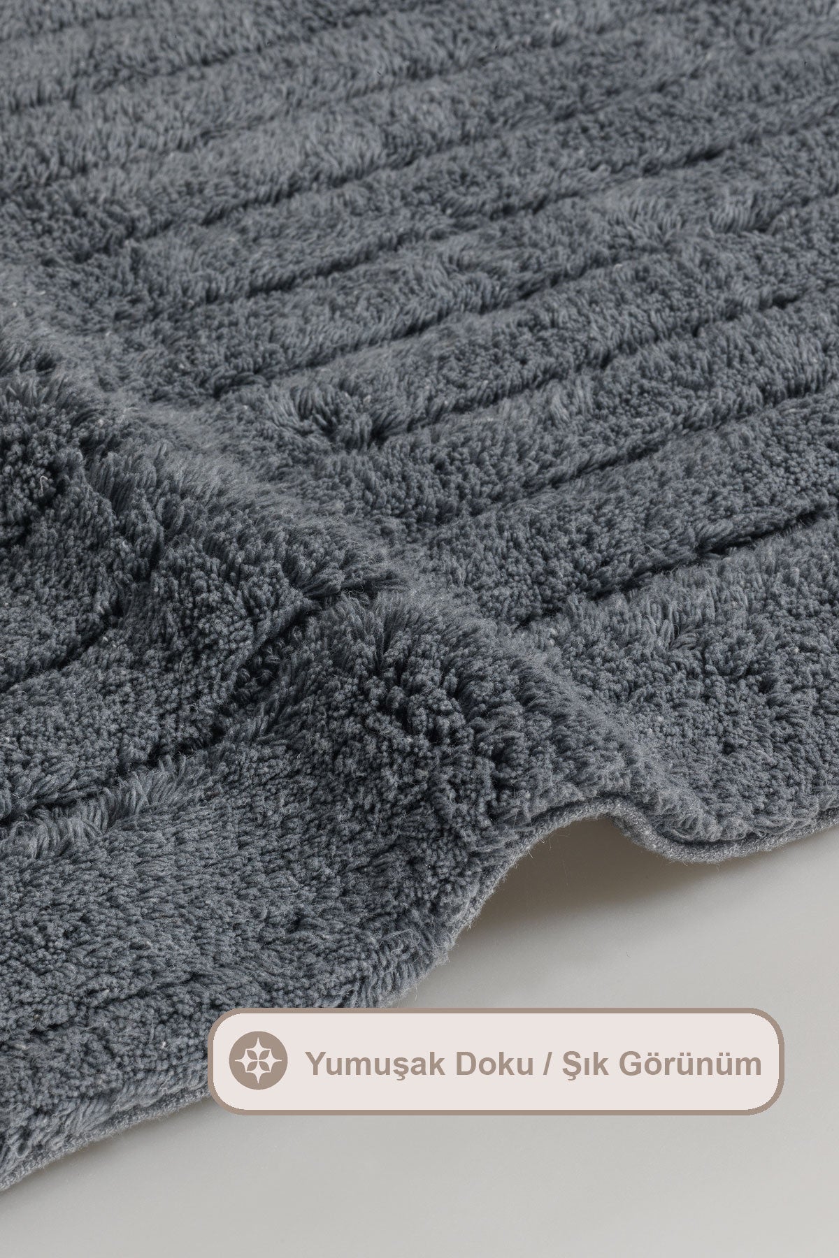 ELART Luin Banyo Halısı Paspas Takımı Pamuklu 2 Adet (60x100 cm) Antrasit