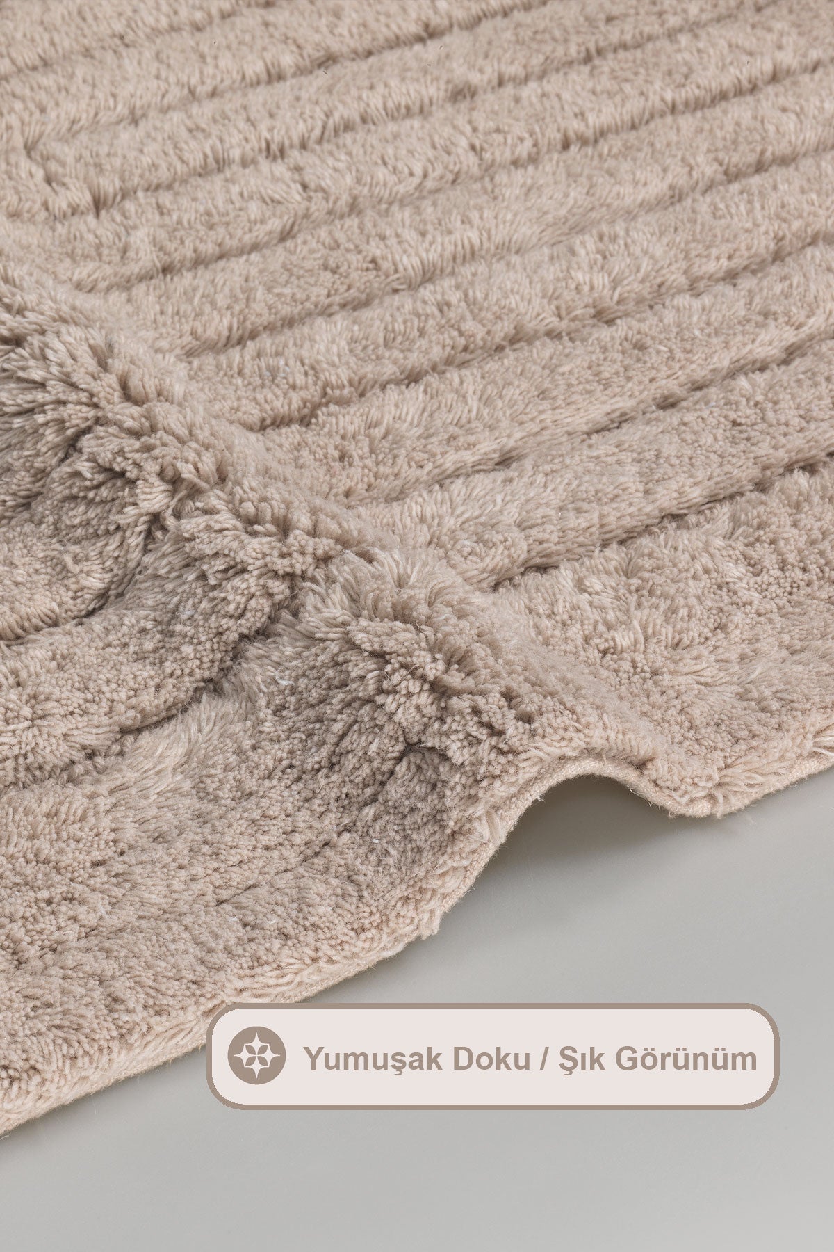 ELART Luin Banyo Halısı Paspas Takımı Pamuklu 2 Adet (60x100 cm) Bej